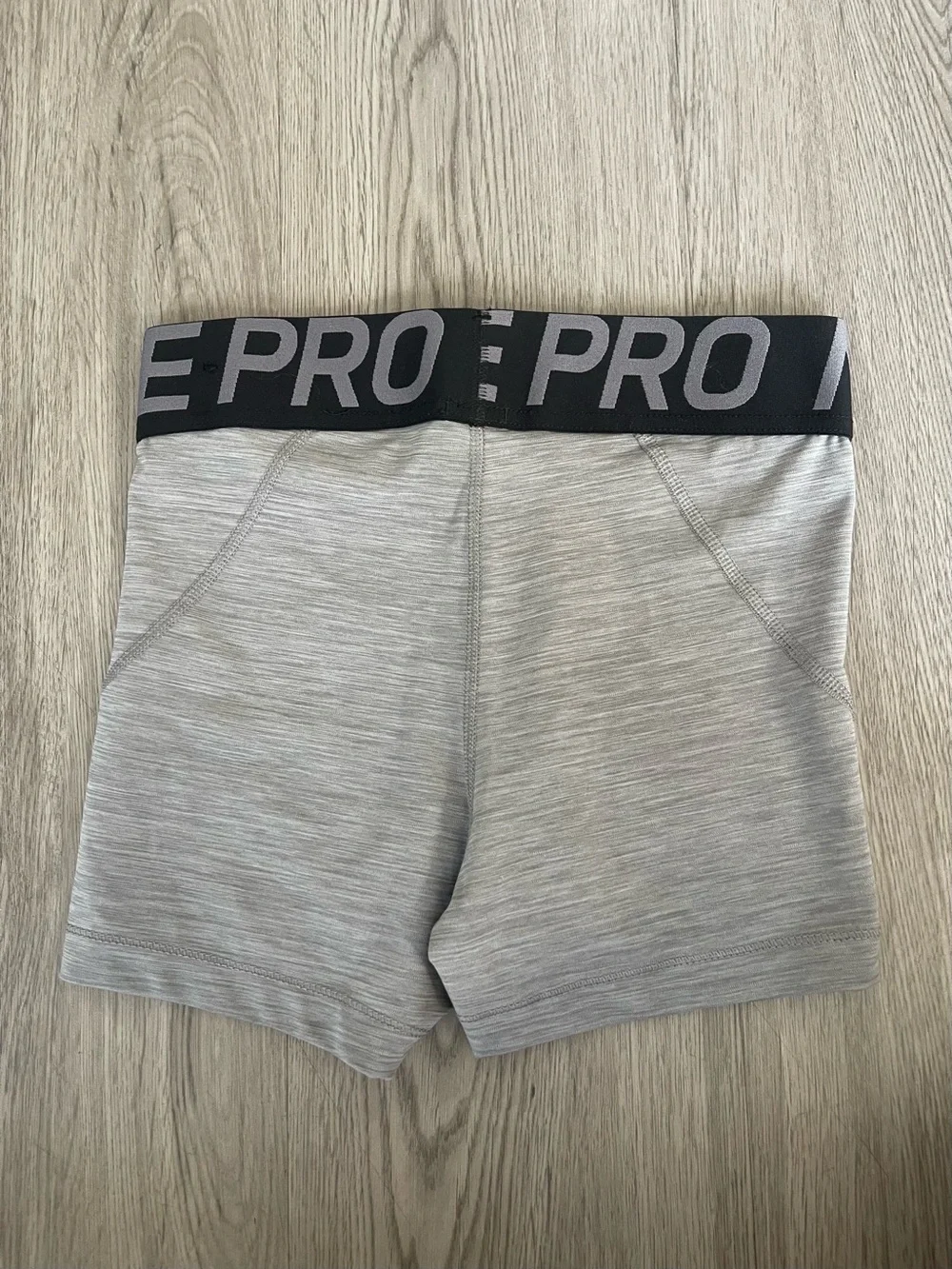 Nike Pro Light Gray Women's Bike Shorts with Black Waistband